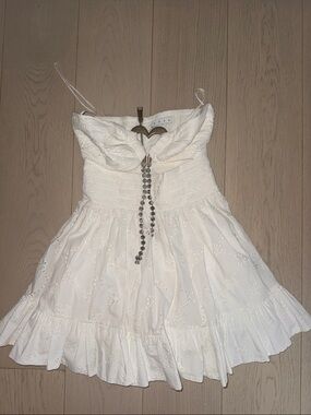 Area eyelet mini dress